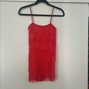 Elegant Red Fringe Dress
